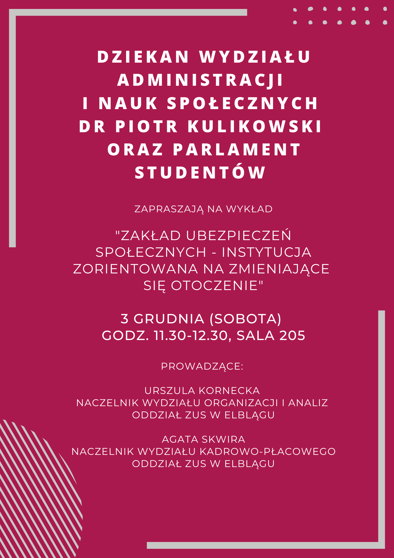 Dziekan Wydziału Administracji i Nauk Społecznych dr Piotr Kulikowski oraz Parlament Studentów